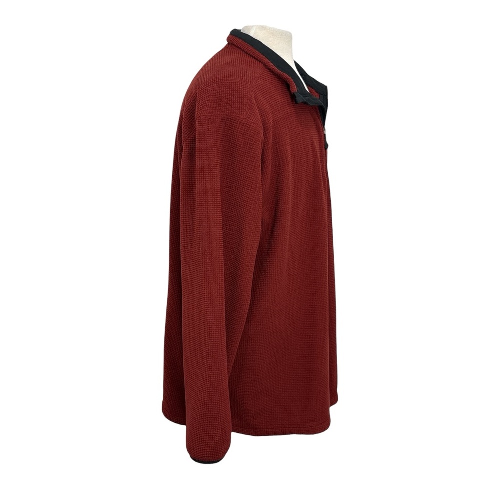 Timberland Mens Size 2XL Burgundy Waffle Knit Quarter Zip Fleece Pullover Fleece - Picture 4 of 5